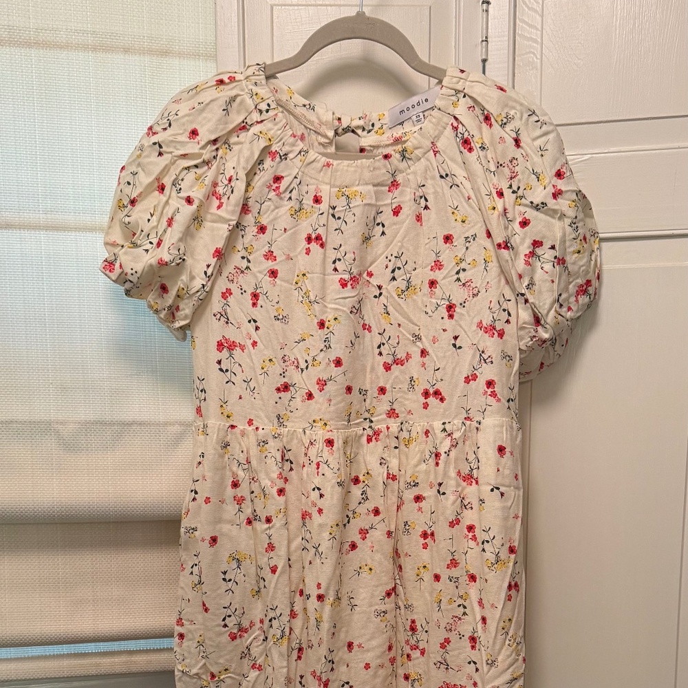 Cream floral midi dress